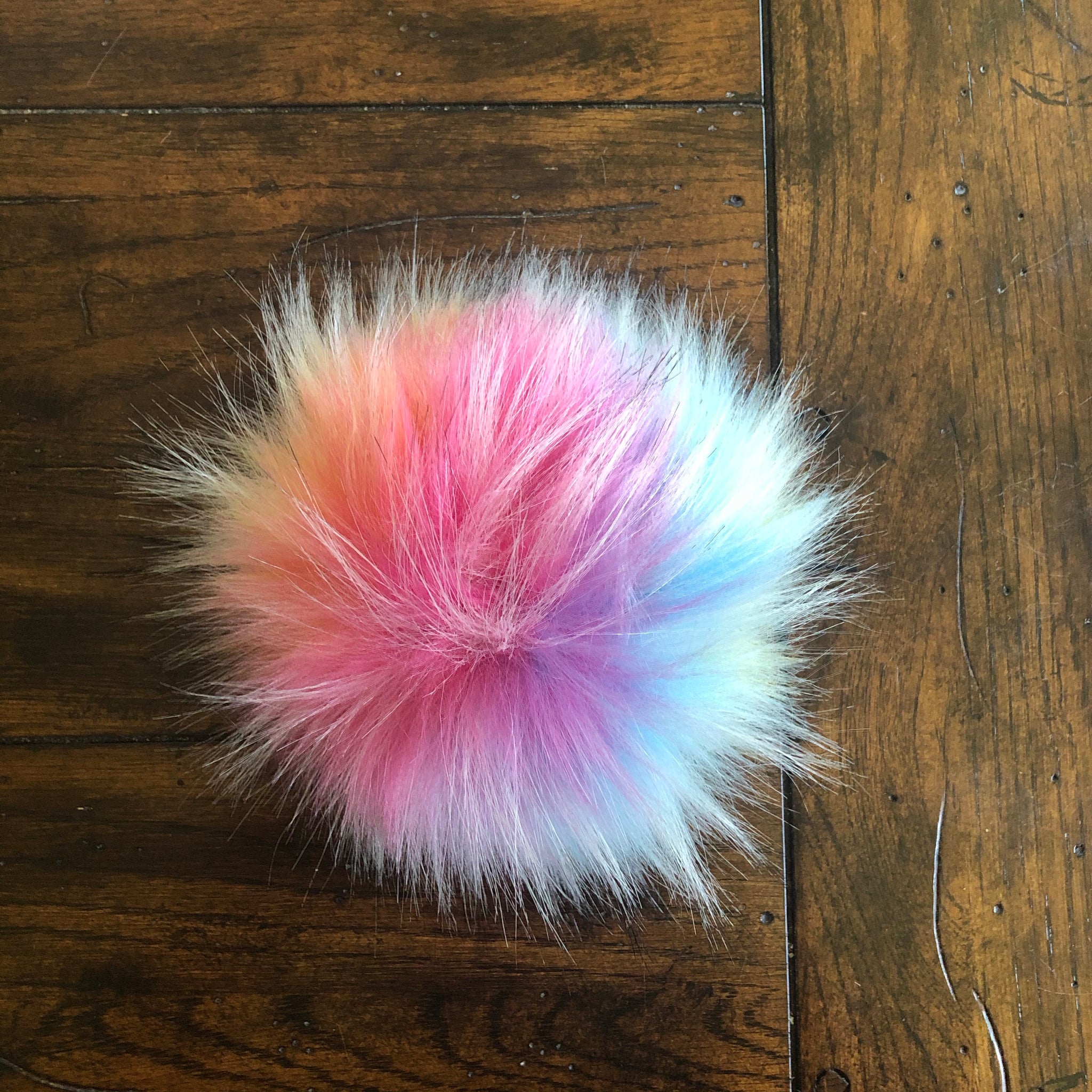 Rainbow Faux Fur Pom Pom – Meggles Knits